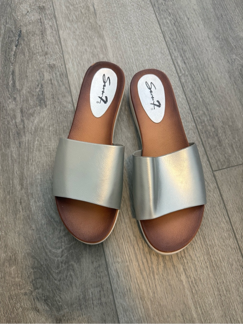 Seven7 Metallic Silver Slide Sandals size 10
